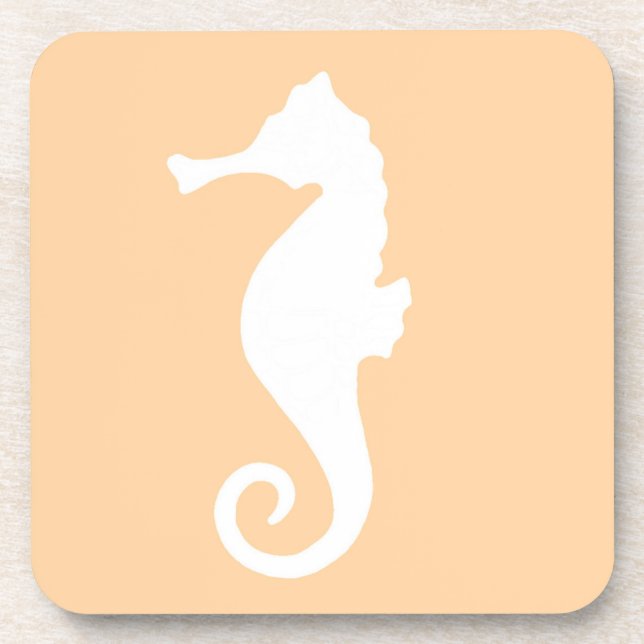 Peach Seahorse Beverage Coaster (Front)