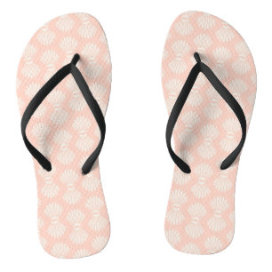 Peach Seashell Flip Flops