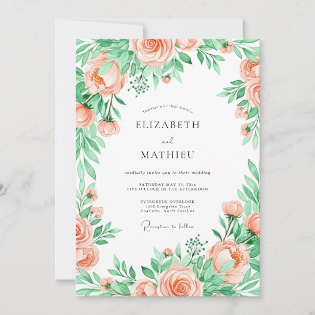 Peach Seraphic Spring Wedding Invitation (Front)