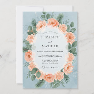 Peach Serene Winter Wedding Invitation