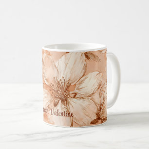 Peach Shades Abstract Botanical Illustration 11 oz Coffee Mug