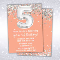 Peach Silver 5th Birthday Party