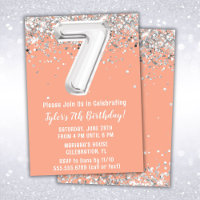 Peach Silver 7th Birthday Party