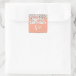 Peach Silver Birthday Party Envelope Seal