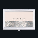 Peach Silver Glamour Sequins Business Card Holder<br><div class="desc">Peach Silver Glamour Sequins Business Card Holder. Customise with any text or leave it blank.</div>