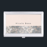 Peach Silver Glamour Sequins Business Card Holder<br><div class="desc">Peach Silver Glamour Sequins Business Card Holder. Customise with any text or leave it blank.</div>