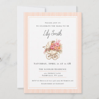 Peach Simple Baby Shower Invitation 