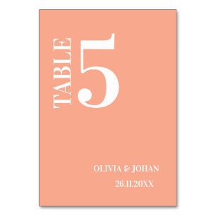 Peach Simple Modern Elegance Wedding Table Number