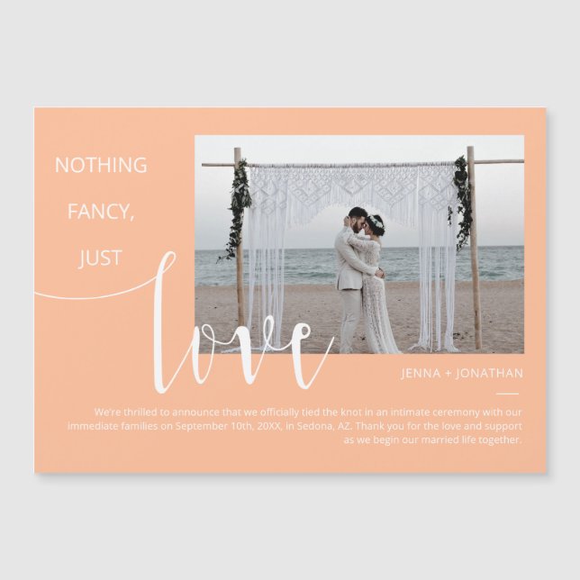 Peach Simple Modern Minimal Script Photo Magnet (Front)