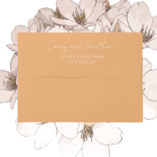 Peach Simple Style Modern Script Wedding Envelope