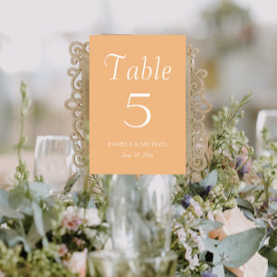 Peach Simple Style Wedding Table Number