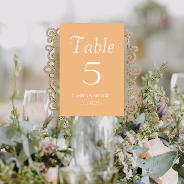 Peach Simple Style Wedding Table Number (In Situ Wedding)