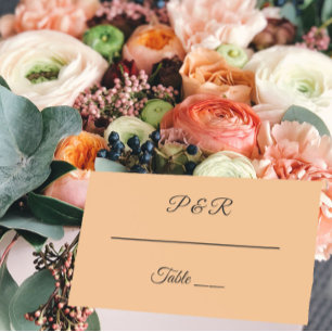 Peach Simple Stylised Script Wedding Place Card