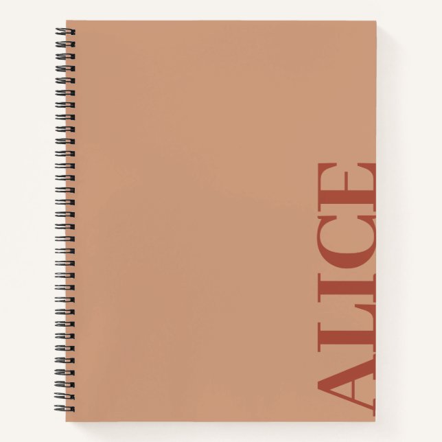 Peach Simple Text Style Custom Name Notebook (Front)