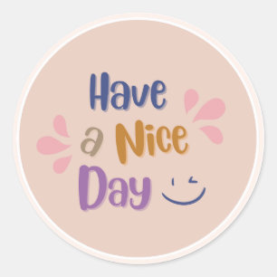 Peach Simple Vintage "Have A Nice Day" Classic Round Sticker