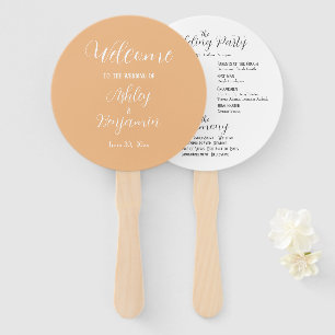 Peach Simple Wedding Ceremony Program Hand Fan