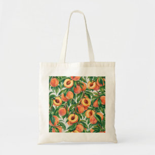 Peach Slices Botanical Pattern Tote Bag
