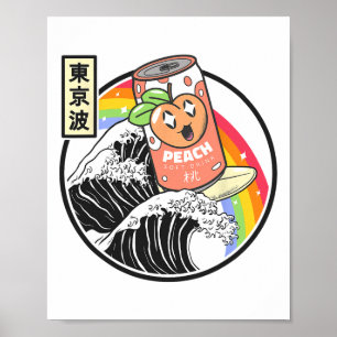 Peach Soda Surfing Kanagawa Wave Japan Anime Vapor Poster