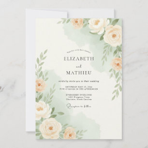 Peach Soft Botanical Wedding Invitation