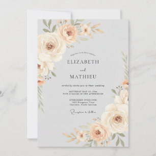 Peach Soft Floral Flourish Wedding Invitation