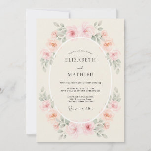 Peach Soft Floral Romance Wedding Invitation