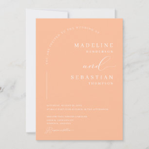 Peach Soft Romantic Modern Arch Photo Wedding Invitation