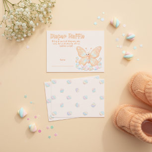 Peach Sorbet Butterfly Baby Shower Diaper Raffle Enclosure Card
