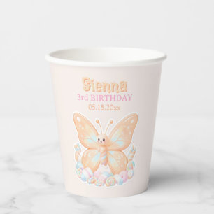 Peach Sorbet Butterfly Birthday Paper Cups