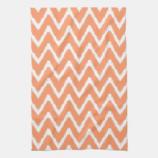 Peach Southern Cottage Chevrons Tea Towel (Vertical)