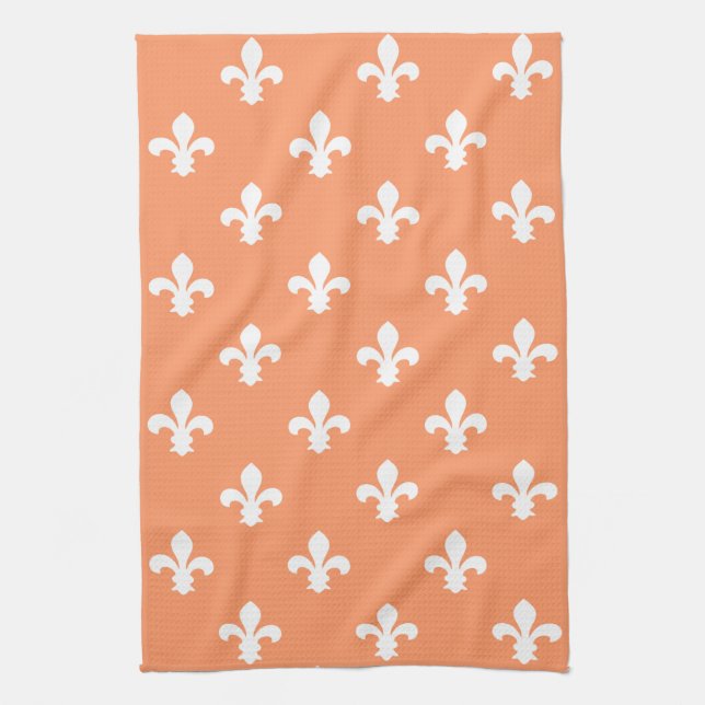Peach Southern Cottage Fleur de Lys Tea Towel (Vertical)