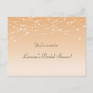 Peach Sparkle Lights Bridal Wedding Party Postcard