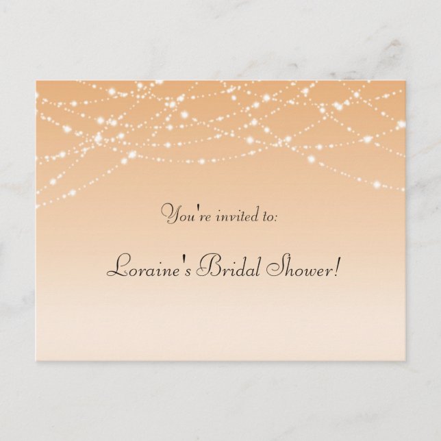 Peach Sparkle Lights Bridal Wedding Party Postcard (Front)
