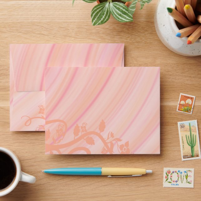 Peach Spirals and Flowers Special Event Mailing Envelopes (Desk)