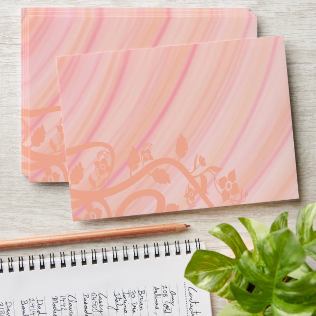 Peach Spirals and Flowers Special Event Mailing Envelopes (Stacked)