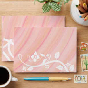 Peach Spirals and Retro Flowers Special Event Mail Envelopes