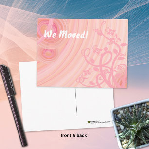 Peach Spirals, Filigree and Flowers Announcement Postcard