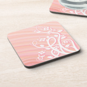Peach Spirals, Filigree and Flowers Coaster