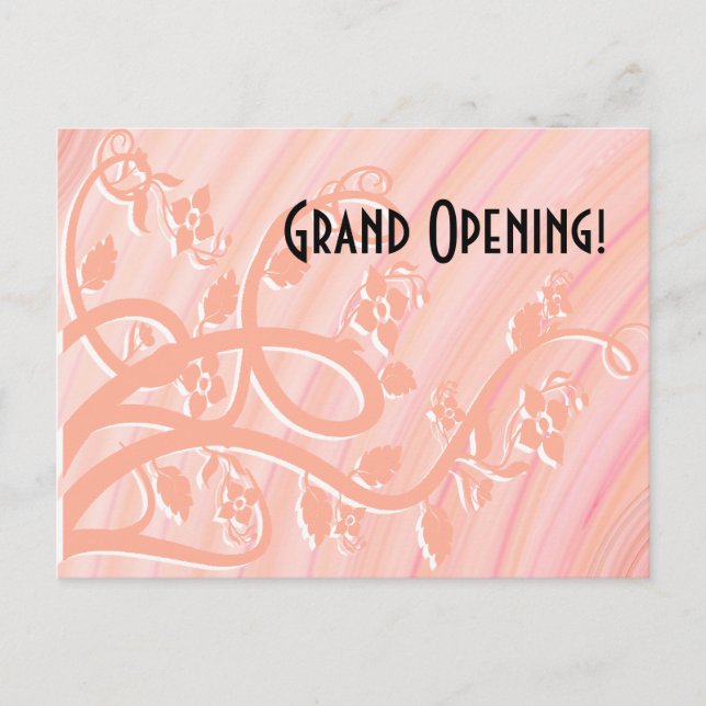 Peach Spirals, Filigree and Flowers Custom Text Postcard (Front)