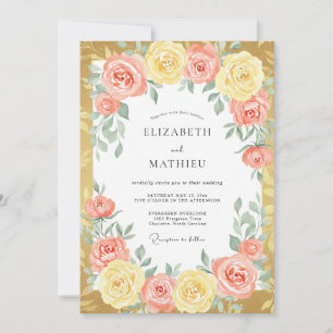 Peach Splendid Floral Wedding Invitation