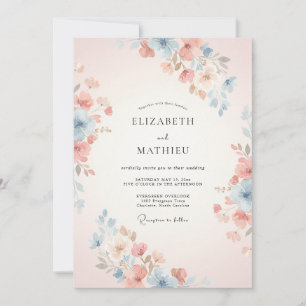 Peach Splendid Spring Floral Wedding Invitation