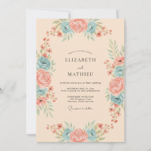 Peach Splendid Spring Wedding Invitation