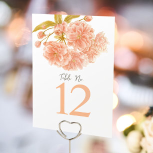 Peach spring blossom Wedding table numbers