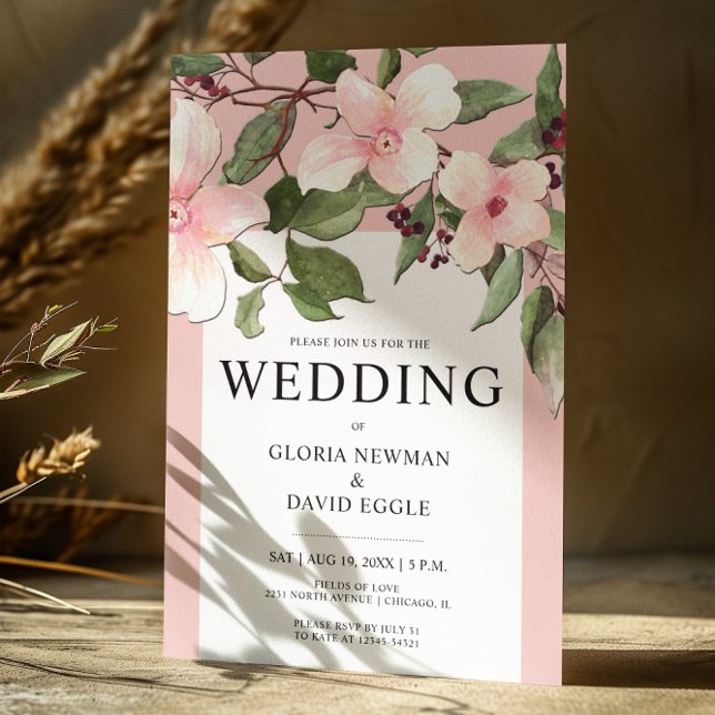 Peach Spring Floral Drop Wedding Invitation (Creator Uploaded)