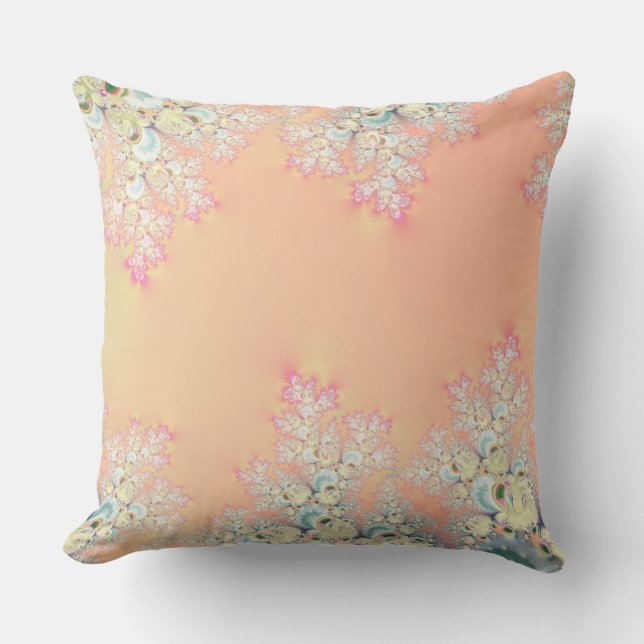 Peach Spring Frost Fractal Cushion (Front)