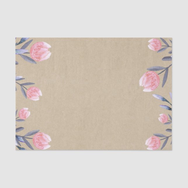 Peach Spring Watercolor Tulips Bridal Shower Party Tissue Paper (Front)