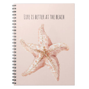 Peach Starfish Better at Beach Notebook