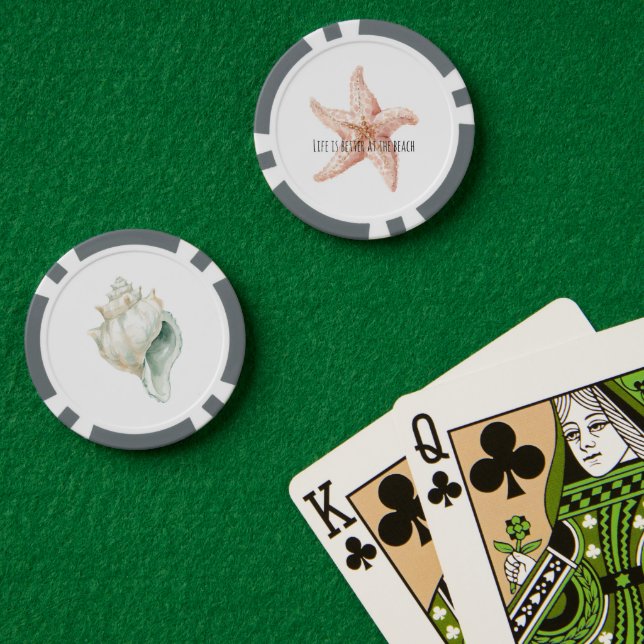 Peach Starfish Mint Conch Shell Better at Beach Poker Chips (Poker Table (Double))