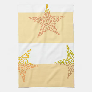 Peach Stars and Stripes Tea Towel