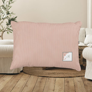 Peach Stripe Terracotta Butterfly Script Monogram Decorative Cushion