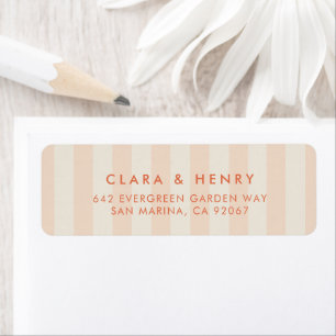 Peach Striped Wedding Return Address Label